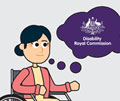 Illustration of woman in wheelchair with a thought bubble