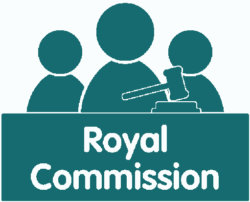 royal commission icon - 3 people with gavel