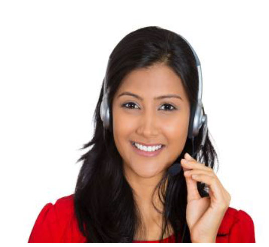 A woman wearing a phone headset