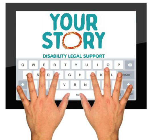 two hands using an ipad with the Your Story logo on it