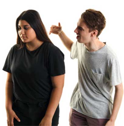 Man yelling at a woman who is looking away sadly
