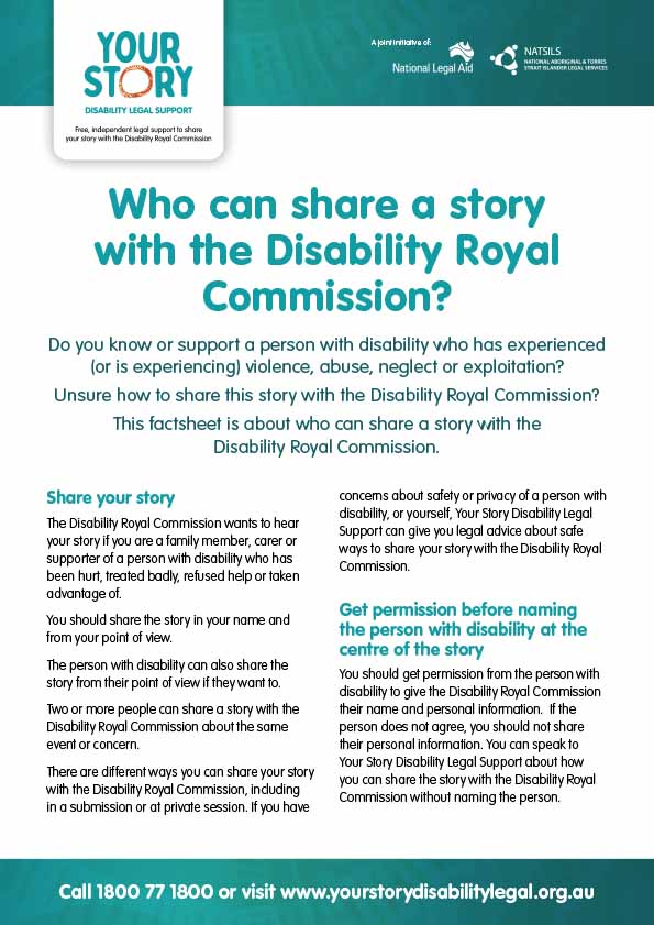 Who can share a story with the Disability Royal Commission? thumbnail