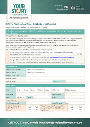Referral form to Your Story Disability Legal Support thumbnail